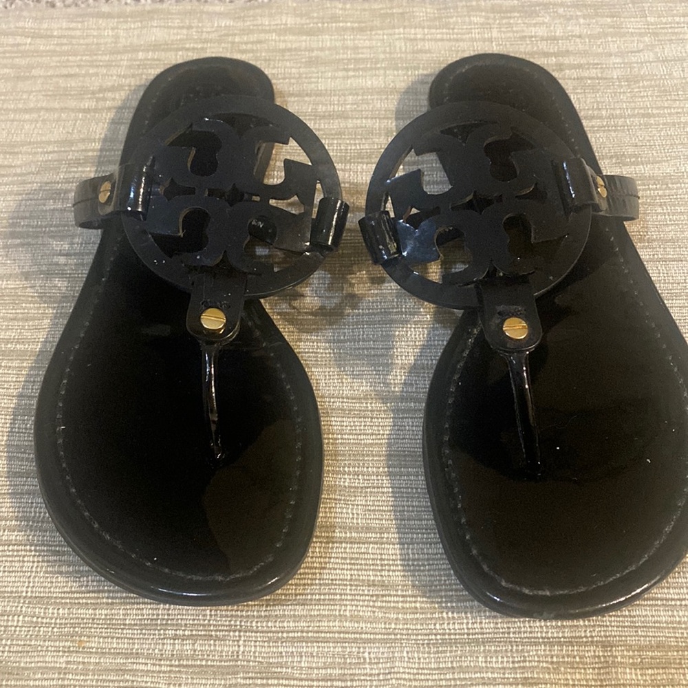 Tory Burch Women Miller Black Patent Leather Sandals